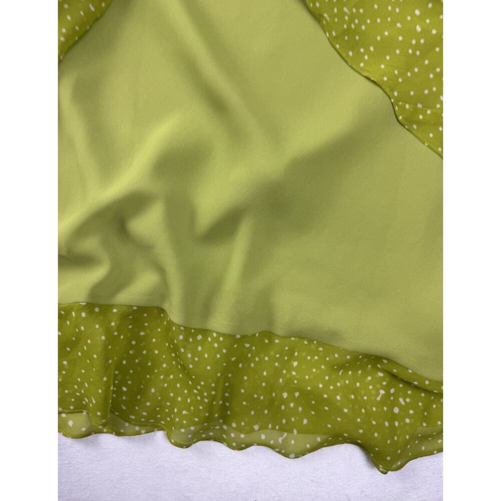 Cynthia Howie Silk Dress Size 12 Lime Green Abstract Dot Sleeveless Lined - Picture 9 of 10